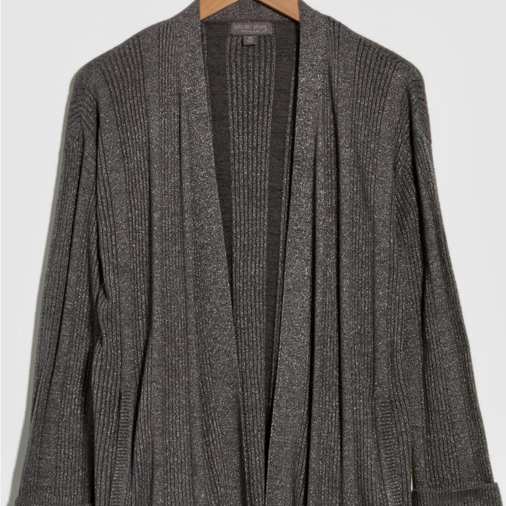 Barefoot Dreams Charcoal Ribbed Cardigan NWT